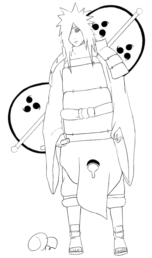 Coloriage de Madara Uchiwa éventail sur Jeux-de-naruto.com